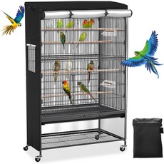 앵무새 및 기타 작은 동물을 위한 야간 빛 차단 통기성 핏을 로아시비 유니버설 대형 새장 커버 19인치 L x W 40인치 H 블랙