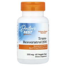 Doctor's Best Trans-Resveratrol 200 with Resvinol 200mg 베지 캡슐 60정, DoctorsBestTransResveratrol200, 1개