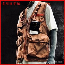 多口袋工裝馬甲上衣男女情侶款機能戰術背心馬夾外套潮 多口袋背心 釣魚背心 攝影馬甲 戰術馬甲, 迷彩橙,M