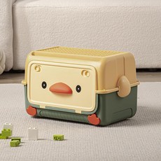 甜蜜cosmetics 兒童玩具收納箱 家用大容量收納盒 超大寶寶衣服零食塑料儲物整理箱, 中號：【智慧綠】長42寬27高26厘米, 1個