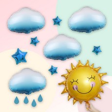 [파티지] 날씨풍선 세트 / 구름풍선 무지개풍선 햇님풍선 달풍선 별풍선, We_05_블루 그라데이션구름풍선 세트