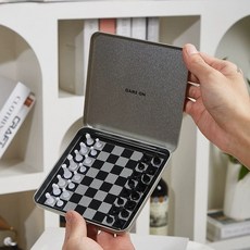 휴대용 자석식 미니 체스세트 장기 입문용 보드게임, 체스 132x126x10mm-무광 실버, 1개
