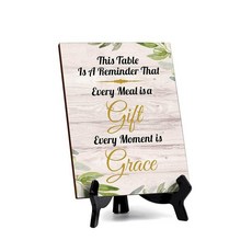 Signs ByLITA May This Table Be A Place Where Strangers Become Friends And Family 테이블 사인 아크릴 스탠드 포함, 이 테이블은 모든 식사가 선물이며, 모든 순간이 은혜라