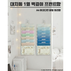 대치동 1열 벽걸이 아코디언 단단한 파일 서류 정리함 프린트 보관 사무실 파일포켓, 1개, 블루