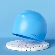 남성 여성을위한 순수 컬러 모자 편안한 실리콘 긴 머리 귀 보호 풀 액세서리, 07 Light Blue