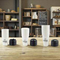 핫컵 카페 업소용 큰 종이컵 뚜껑 튼튼한 두꺼운 종이컵 큰거, 480ml 컵10P