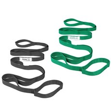 AGREJO 스트레칭 스트랩 요가 물리 치료 스트레칭을 위한 10개의 루프 필라테스 유연성 운동을 비탄성 스트레치 여성 및 남성용 밴드 (2팩 블랙/블랙) 214488, 블랙/그린 2팩