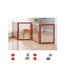 애견 펜스 가림막 실내용 실내 반려동물 도어 보호 애완동물 가정용 강아지펜스 슬라이드, 1개, 월넛 4개 (69 높이)