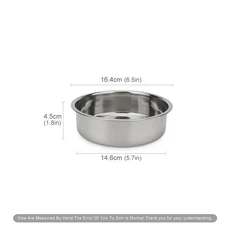작은 중형 개를 위한 둥근 스테인레스 스틸 그릇 애완 동물 고양이, 02 About 16.4cm, 1개