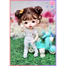 포켓 옷 ( 스티치 화이트 스키니진 ) bjd 구체관절인형 16cm인형 라티돌 <완제품>, 1개