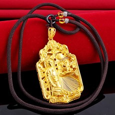 臺灣熱銷 臺灣熱銷 鍍金招財媽祖佛祖吊墜 越南沙金雙層噴砂鍍金關公吊牌搭配項鍊, 佛祖, 1個