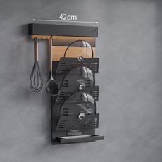 居家生活Easy Buy 帶燈式壁掛廚房瓶罐收納架，多功能鍋蓋調味瓶置物層架，節省空間廚房收納, 1個, 帶燈式壁掛鍋蓋架