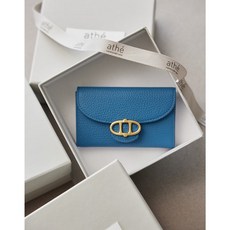 정품 아떼바네사브루노 터콰이즈 블루 슈렁큰레더 명함 카드지갑