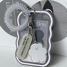 말랑구미 실리콘 스프링 스트랩 카드홀더 아이돌 탑로더 포토카드 교통카드 케이스 학생증 키링, 1개, 그레이