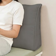 머리까지 기대는 삼각 등쿠션 허리~목 지지 쉐닐 소재, 1개, 그레이