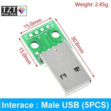 USB 수 커넥터/미니 마이크로 usb-dip 어댑터 암 2.54 유형-C 3.0 변환기 5 개, 04 5PCS USB-04