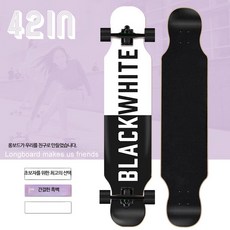 스케이트보드 남녀 더블로커 프로 댄스보드 4륜 롱보드 플래시 양면 패턴 보드 크루징 입문용 롱보드 전동 댄싱 다운힐 초보자 트릭 장거리 롱보드 안정감 남성용 여성용 청소년 성인보드, 1개, 블랙
