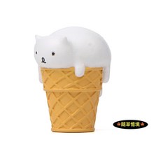 隨草憶境 甜筒冰淇淋貓咪雪糕卡通微景觀食玩娃娃屋模型, 1個, 單入（高品質樹脂）