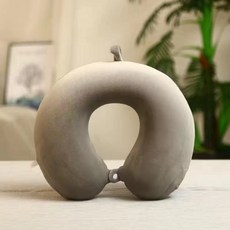 可愛卡通U型頭枕 記憶棉午睡枕 趴睡枕 護頸靠枕 適用於學生辦公室旅行, PP棉 灰色
