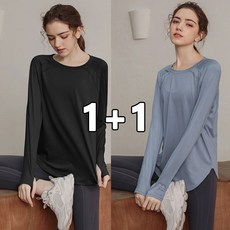 꽃소담 여성 1+1 루즈핏 스포츠 티셔츠 긴팔 요가 티셔츠 에어 쿠션 퀵드라이 헬스복 상의 MQ26A255