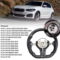 블랙 워리어 BMW F30 E90 E82용 진짜 카본 파이버 스티어링 휠, 01 M logo