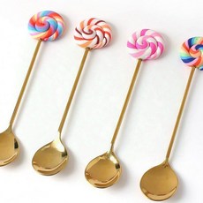 롤리팝 티스푼 디저트스푼 케이크수저 골드디저트용품, 상세페이지 참조, 1개