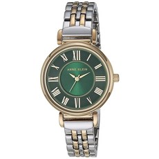 Anne Klein 여성용 메탈 손목 시계 로즈 골드/그린 AK/2158GNRG 439708, 투톤 / 그린