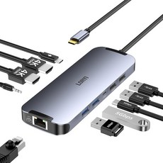USB-C 허브 (10-in-1) 듀얼 4K HDMI 100W PD 고속 충전 HDMI 연장 USB A3.0x2 USB C3.0x1 5Gbps 데이터 전송 USB2.0x2 3., 1개