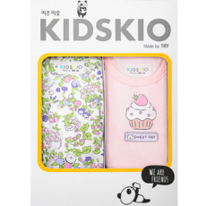 트라이 키즈키오 여아용 무형광 순면 런닝 플라워머핀 2종 세트