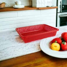 플라스틱 낮은 사각소쿠리 1호 다용도 바구니 정리함, 색상랜덤, 1개