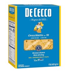 De Cecco Penne Rigate 파스타 473.2ml16온스 [호환], 16 Ounce (Pack of 1), Orecchiette - 1팩, 1개, 453g