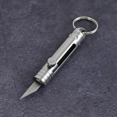 미니 황동 개폐식 선물 푸시 나이프 펜던트 도구 익스프레스 열쇠 종이 고리 커터 자동 해체 포켓, 1개