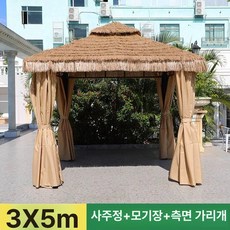 시골정자 파라솔 전원주택 빌라단지 정자 선루프 시골, 3 5m + 메쉬 측면 커튼