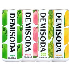 데미소다 애플 피치 청포도 레몬 4종 혼합 x 30캔, 1세트, 250ml