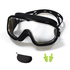 Makepo護目鏡泳鏡+收納盒+耳塞, 黑色
