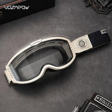 vozapow 오토바이 라이딩 고글 변색 렌즈 김서림 방지 방풍 방진 안경 착용, 1개, 투명 단일-카키 프레임