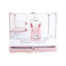 宅配 雙抽屜豪華寵物籠R81 防噴尿兔籠鼠籠 寵物廁所 鐵籠, 1個, R81寵物籠×1組 (粉色款)
