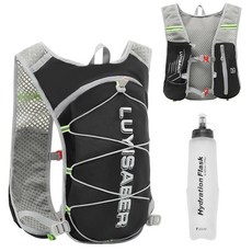 Azarxis 하이킹 하이드레이션 팩 5L 러닝 백팩 데이팩 조끼 2L 물주머니 포함 여성 남성 사이클링 자전거 트레일 레이스 #01 블랙 500ml 물병 134513