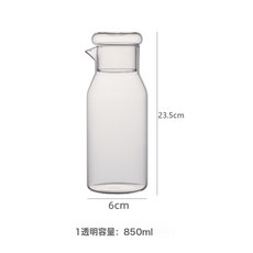 炫彩杯蓋冷水壺一人飲耐熱加厚扎壺日常飲水餐廳待客撞色蓋冷水壺, 1個, 透明:850ml, 1L