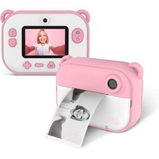 마이퍼스트 인스타 2 어린이용 즉석 인화 카메라 12메가픽셀 사진 1080P 영상 남녀 어린이 선물 412세 마이크로SD 카드 열전사 인쇄 (카메라만 핑크), Pink, 1개