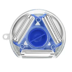 주방 3 in 1 필러 로터리 다목적 스테인레스 스틸 감자 슬라이서 강판 슈레더 야채 과일, 03 blue