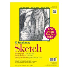 Strathmore 300 시리즈 스케치 용지 22.9 x 30.5cm(9 12인치) 200장 벌크 팩 - 드로잉 일러스트레이션 미술 수업 학생용 아티스트 스케치북, Strathmore 300 시리즈 스케치 용지, 22.