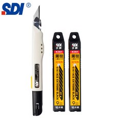 SDI 9mm 흔들림 방지 유틸리티 나이프 30도 각도 샤프 블랙 스틸 블레이드 박스 커터 자동 공예 DIY 오프너, 한개옵션2, 한개옵션1, 1White 20Blades
