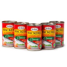 그레이스 토마토 소스 고등어 (클래식) 10개 팩 x 156g Grace Mackerel in Tomato Sauce (Classic Mackerel in Tomato Sauce, N/A, 1개, 155g