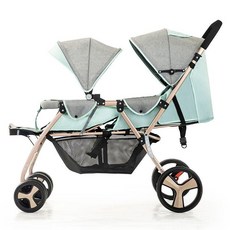 제이펀 스토어 쌍둥이휴대용유모차 경량 연년생, 오프로드 확장형 로터스그린 세트 3