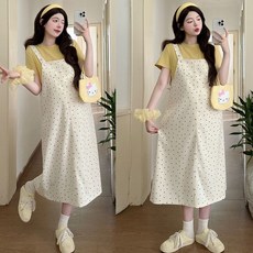 임산부 여름 캐주얼 세트 여름 편안함 세트 귀여운 스타일 매력적인 루즈핏 원피스 JS