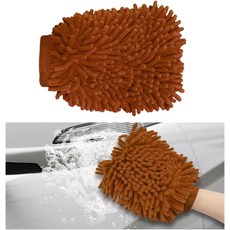 세차 장갑 이지 폼 양면 샤닐 극세사 닦기 청소 차량용 흡수성 플러프 워시 장갑 도구 범용 자동차 액세서리 빨간색, Coffee, 1개