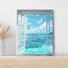 플레이어바웃 DIY 창문의 해변 특대형 명화그리기 세트 유화 60 x 75cm, 창문의 해변 (KX48700), 1개