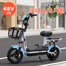 진성바이크 3세대 전기자전거 고출력 출퇴근용 전동바이크 전기스쿠터 48V 분리형 배터리, 블루, 하이텐강