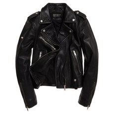 Superdry Rylee 真皮 騎士外套, 經典復古黑,XS, 1個